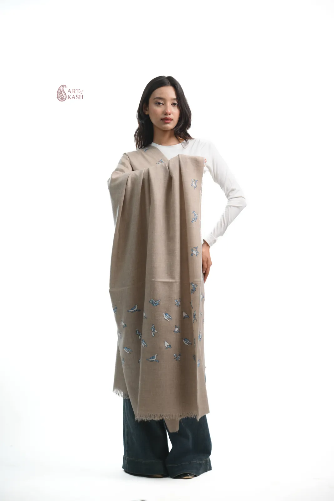 Designer Pashmina Shawl — Natural Beige