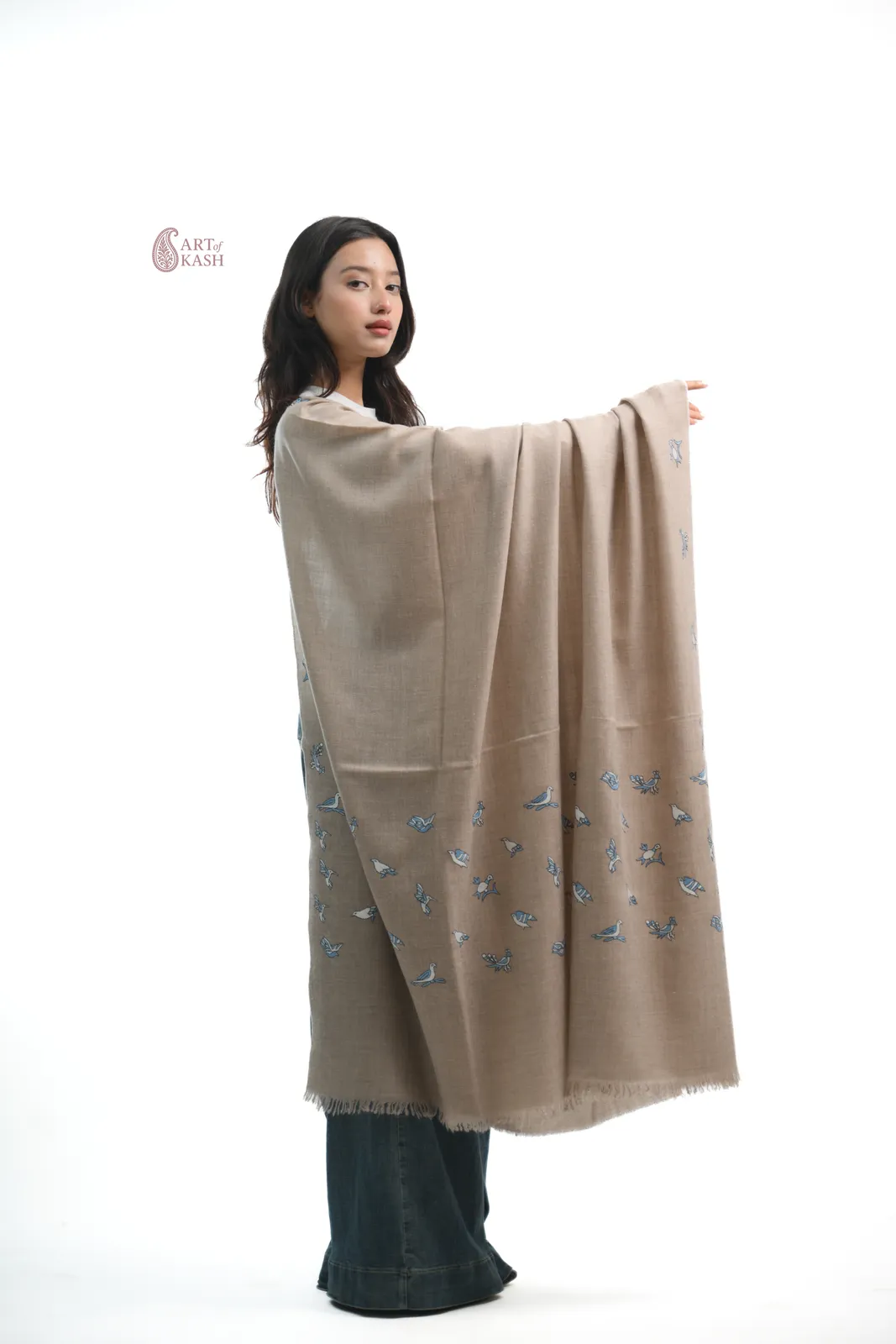 Designer Pashmina Shawl — Natural Beige