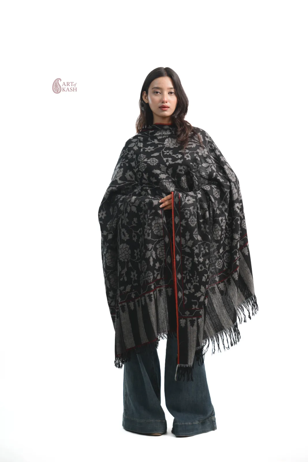Pashmina Kani Shawl — Dark Multicolour