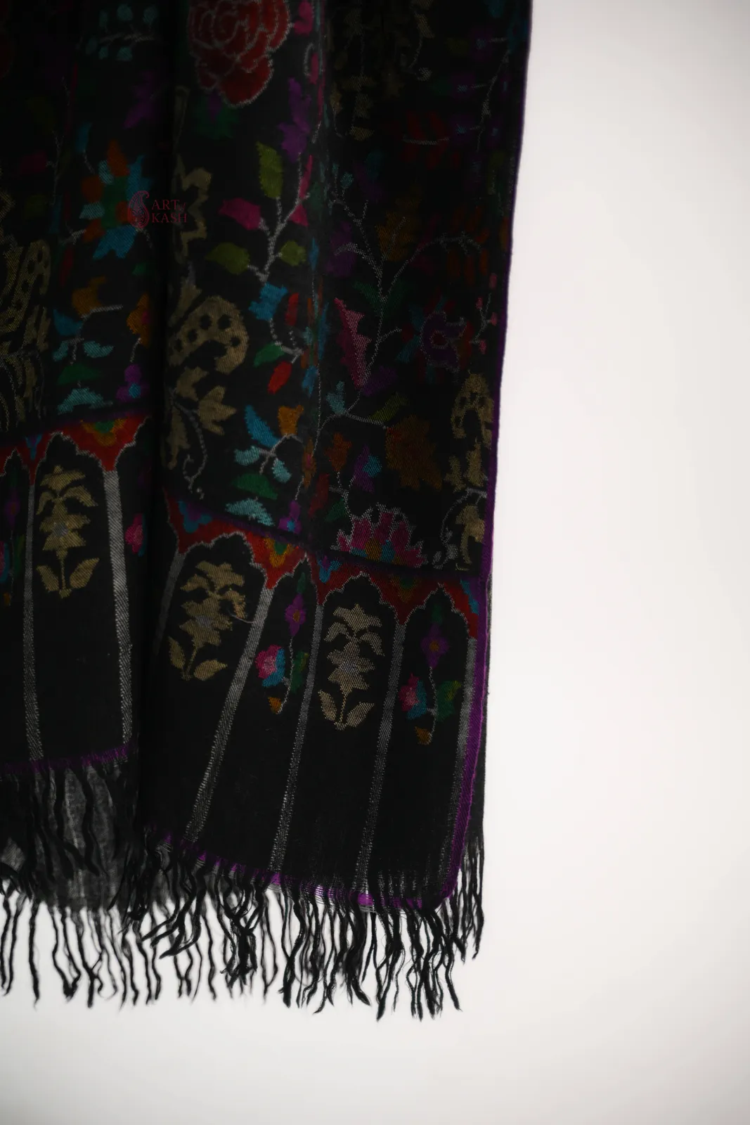 Pashmina Kani Shawl — Purple Floral