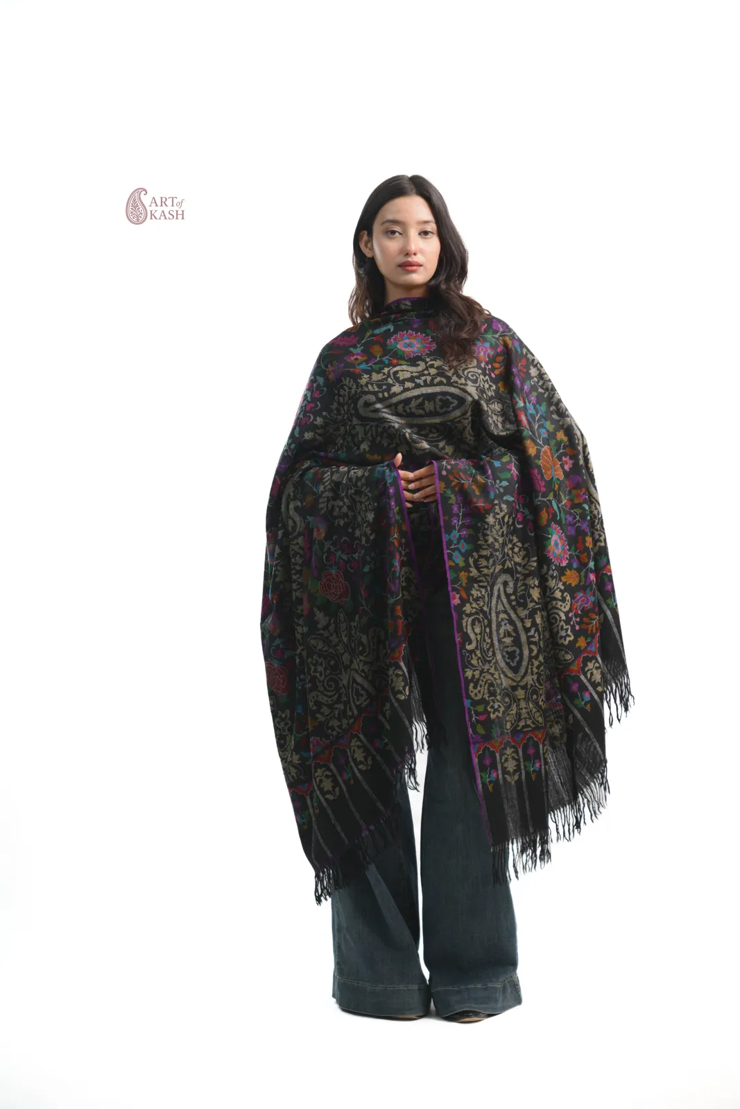 Pashmina Kani Shawl — Purple Floral