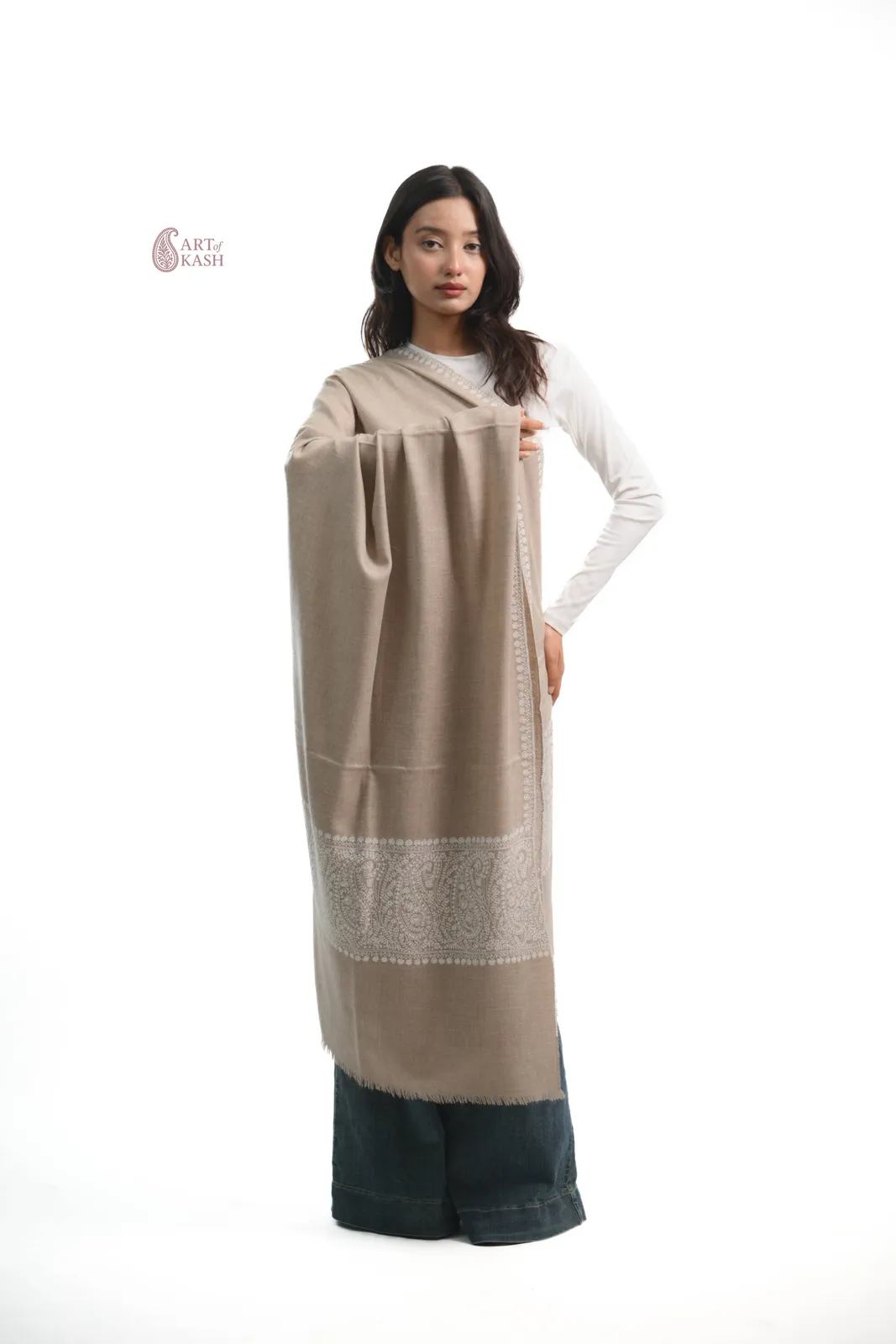 Pashmina Paldaar Shawl — Taupe