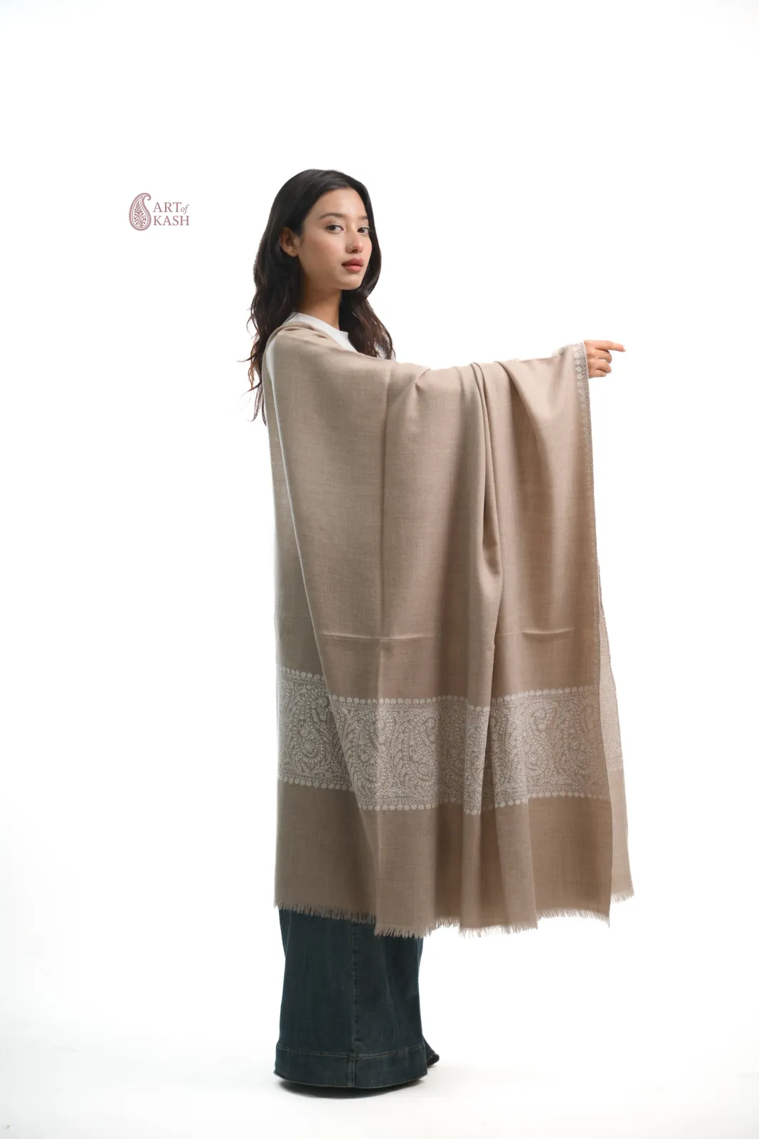 Pashmina Paldaar Shawl — Taupe