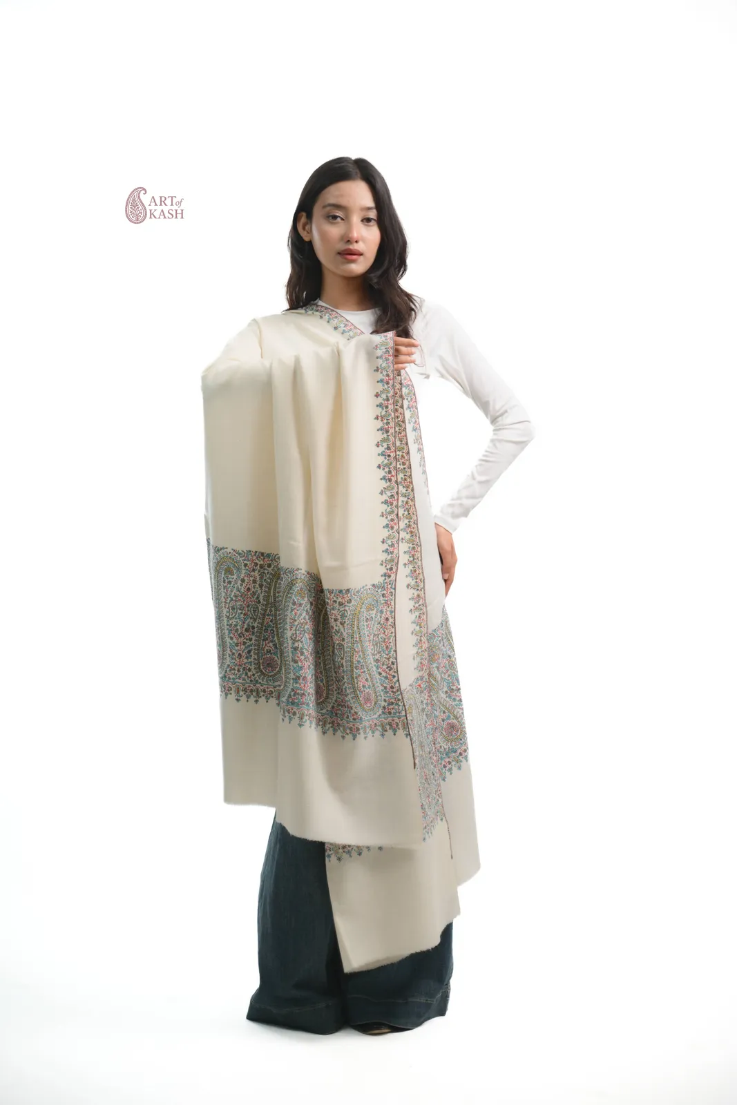 Pashmina Paldaar Shawl — Ivory