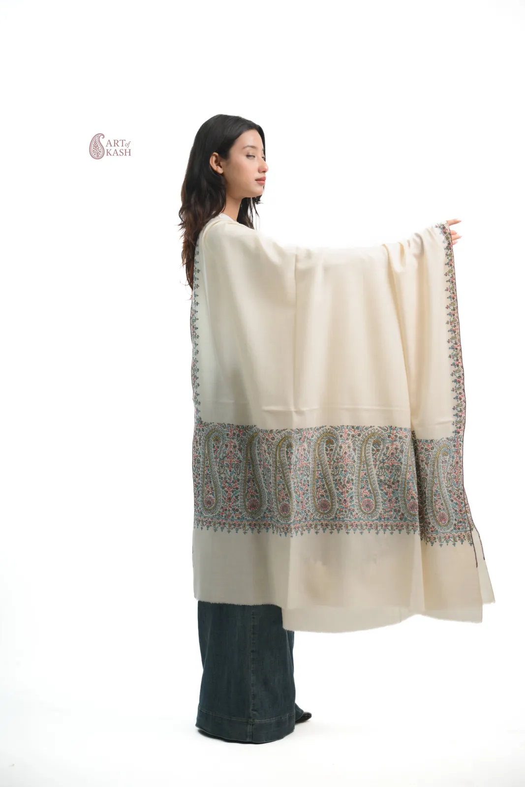 Pashmina Paldaar Shawl — Ivory
