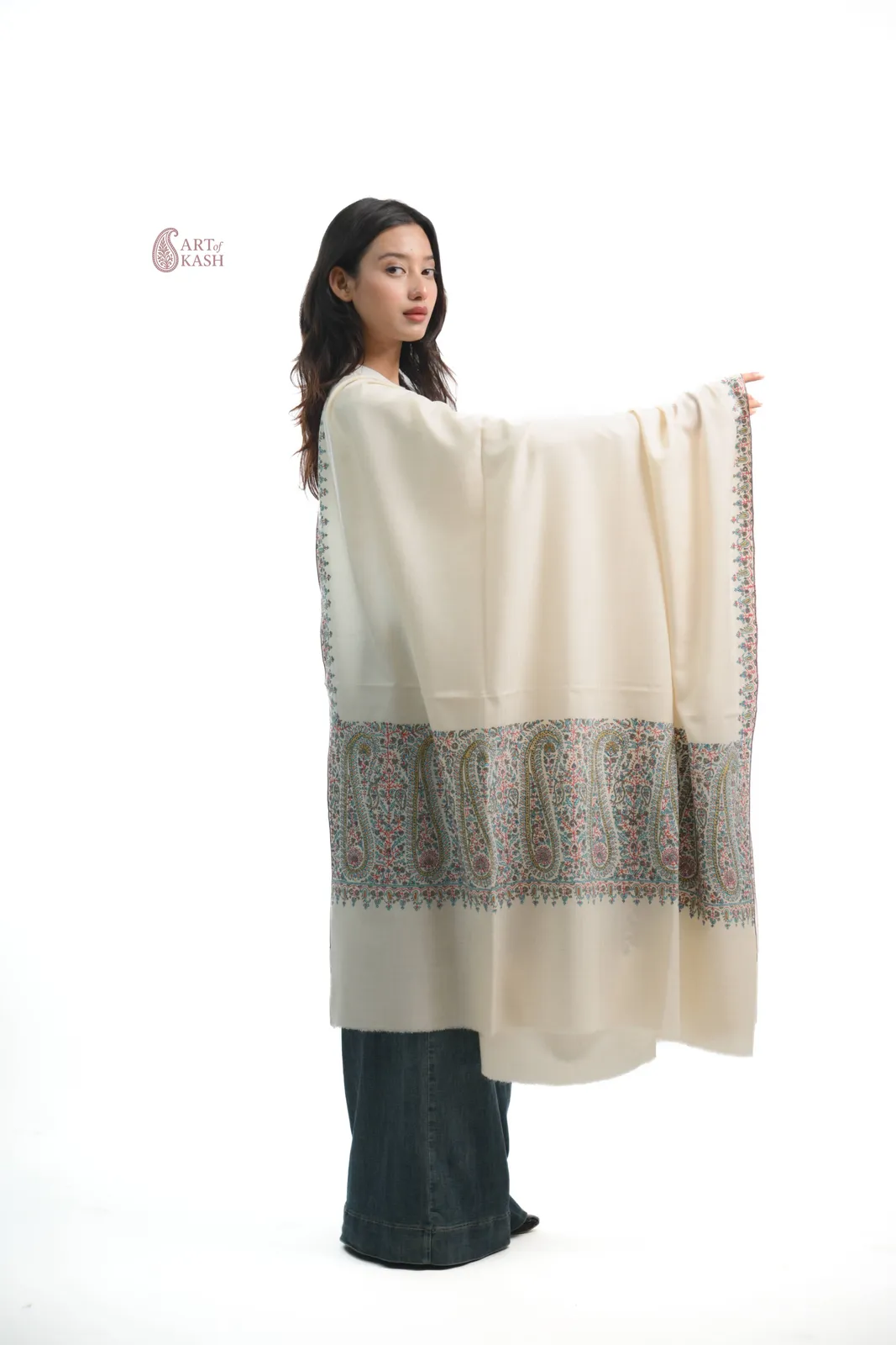 Pashmina Paldaar Shawl — Ivory