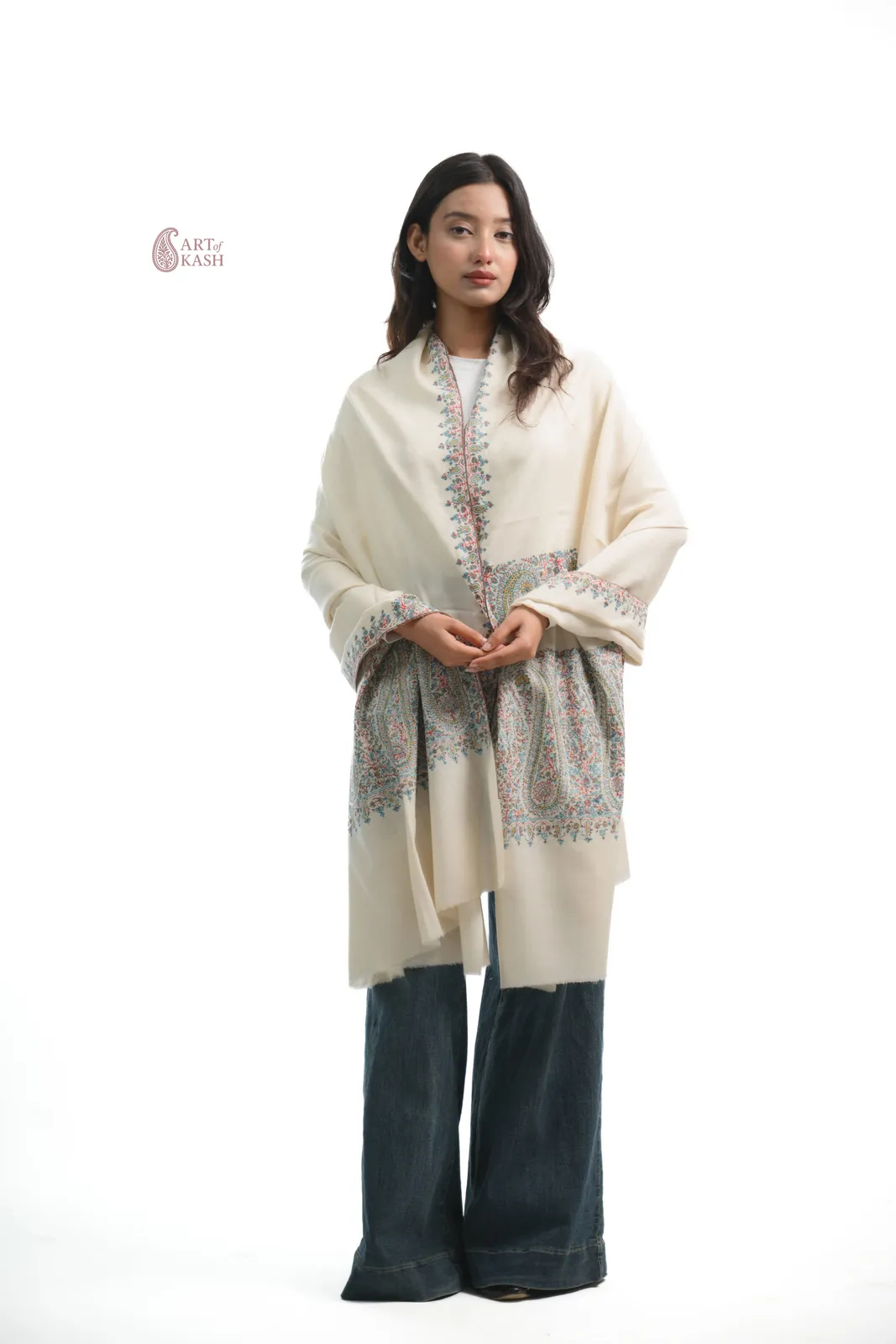 Pashmina Paldaar Shawl — Ivory