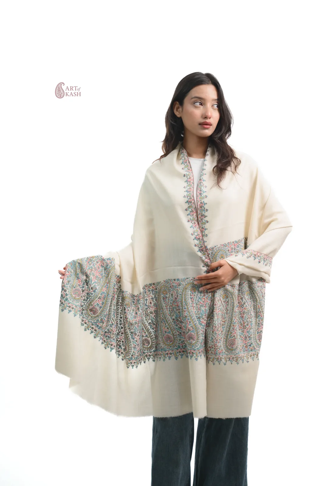 Pashmina Paldaar Shawl — Ivory