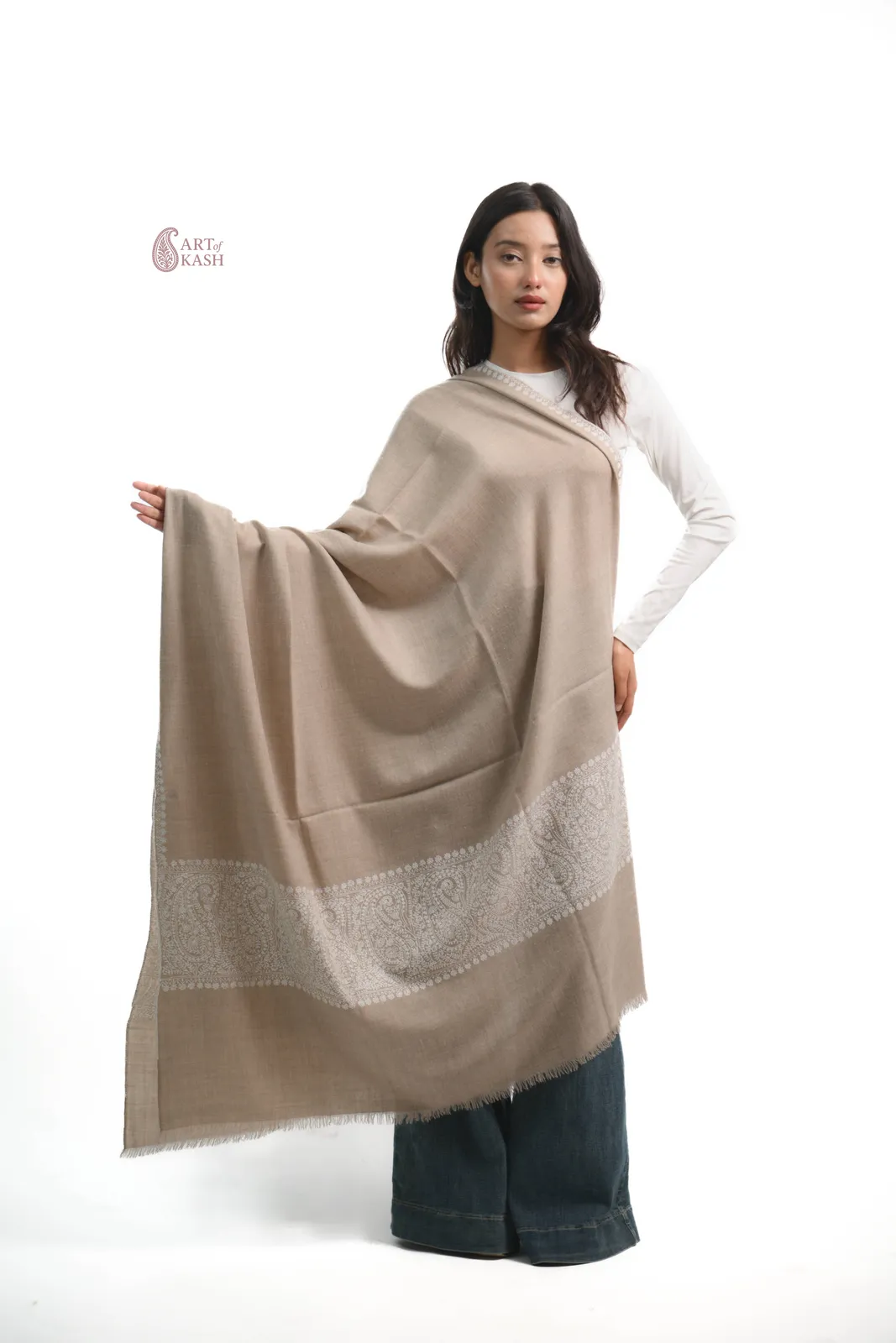 Pashmina Paldaar Shawl — Taupe